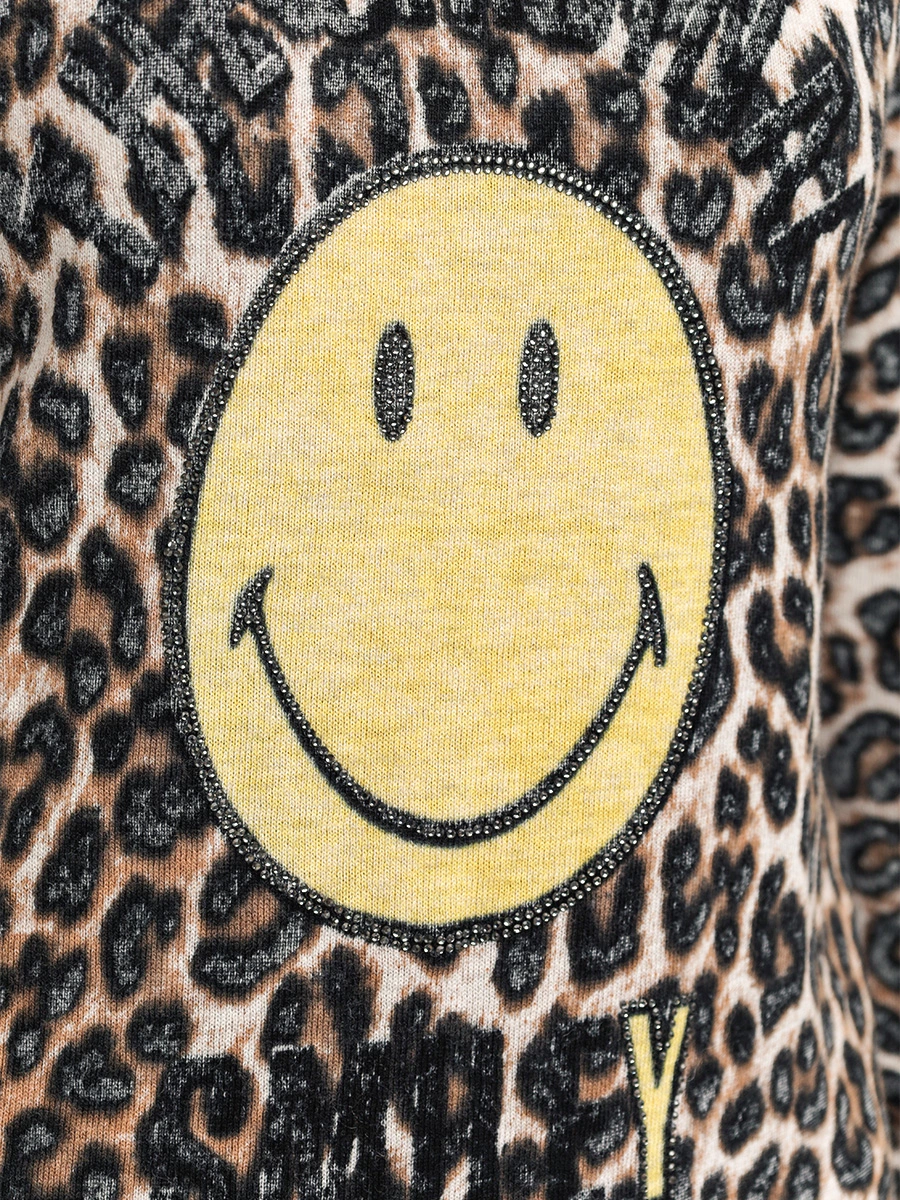 Джемпер Oui x Smiley с леопардовым принтом